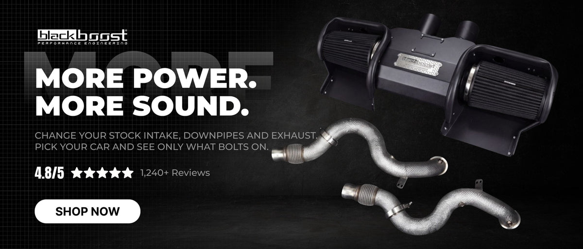 More power. More sound. Change your stock intake, downpipes and exhaust.